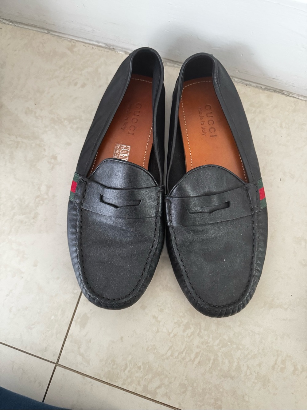 Gucci Black Leather Penny Loafers
